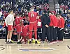 The UNM Lobos huddle during a timeout in San Jose, California, on Saturday, Jan. 31, 2026.
