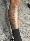 Adael Amador leg tattoo of Jacki Robonson.