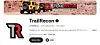 TrailRecon YouTube channel page with a truck banner, logo and subscribe button on a white profile screen.