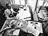 Denver Post cartoonist Pat Oliphant, winner of the 1967 Pulitzer Prize for Editorial Cartooning works in his office in this May 1967 photograph.