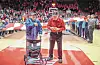 Korean War veteran Jake Griego, right, prepares to play the National Anthem with his harmonica at The Pit in January 2020. At left is his brother, World War II veteran Leopoldo Griego.