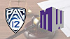 The Pac-12 and Mountain West conference logos in front of a graphic of a courtroom gavel.