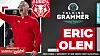 Image of UNM Lobo basketball coach Eric Olen on a graphic promoting the latest ����������ϼ� podcast conversation with the coach.