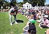 Notah Begay III talks to kids at a golf clinic in Seattle earlier this month. (August 2026)