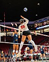 UNM Lobo outside hitter Aylin Ravell hits vs. Cal Baptist in a match Friday, Aig. 28, 2026, in the Pit.