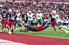 NM State safety Nick Sessions dives into the end zone for a touchdown after an interception against Mercyhurst in the Aggies win on Saturday, Sept. 5, 2026, in Aggie Memorial Stadium in Las Cruces.