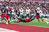 NM State safety Nick Sessions dives into the end zone for a touchdown after an interception against Mercyhurst in the Aggies win on Saturday, Sept. 5, 2026, in Aggie Memorial Stadium in Las Cruces.