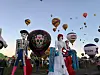 Monumental Catrinas Balloon Fiesta sculptures standing tall on Main Street at Albuquerque park