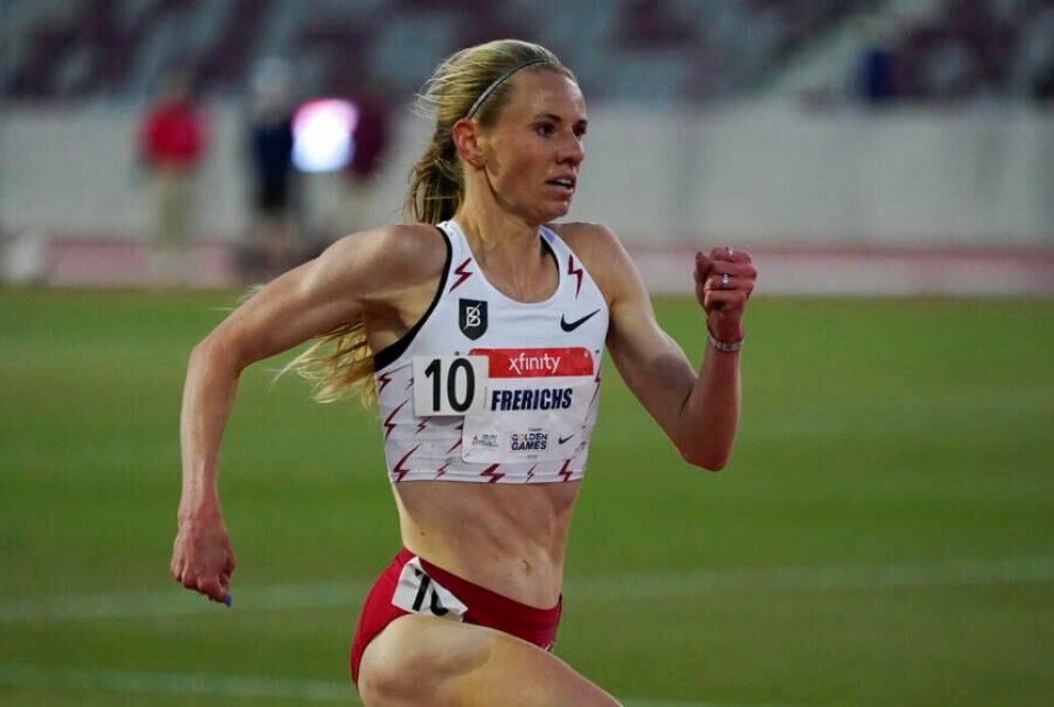Courtney Frerichs won the women’s 3000-meter steeplechase during the USATF Golden Games at Mount San Antonio College in May 2021.
